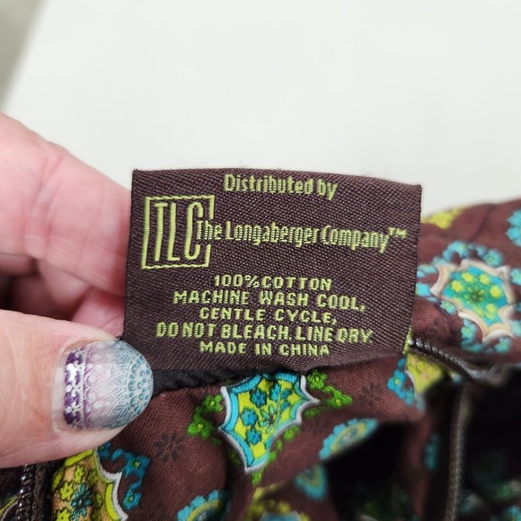 Longaberger Sisters Lexie Quilted Reversible Tote & Makeup Bag Adorn Brown Green - Picture 11 of 16